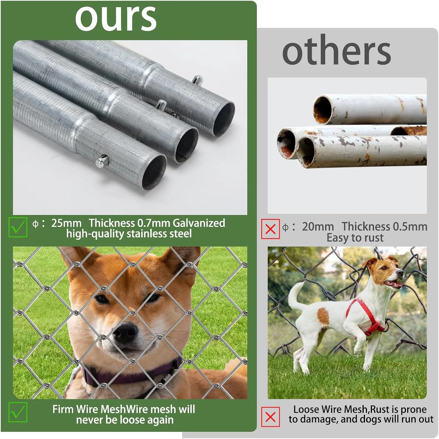 10  10FT Large Outdoor Dog Kennel Enclosure, Dog Kennel Outside with Waterproof Cover, Galvanized Chain Link Dog Run with Roof, Heavy Duty Dog Pens for Backyard Garden