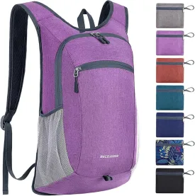 15L Hiking Backpack Small Travel Backpack Lightweight Packable Backpacks Casual Daypack for Women and Men, Light Purple