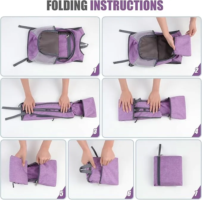 15L Hiking Backpack Small Travel Backpack Lightweight Packable Backpacks Casual Daypack for Women and Men, Light Purple