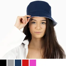 2 in 1 Plain Reversible Cotton Bucket Sun Hat