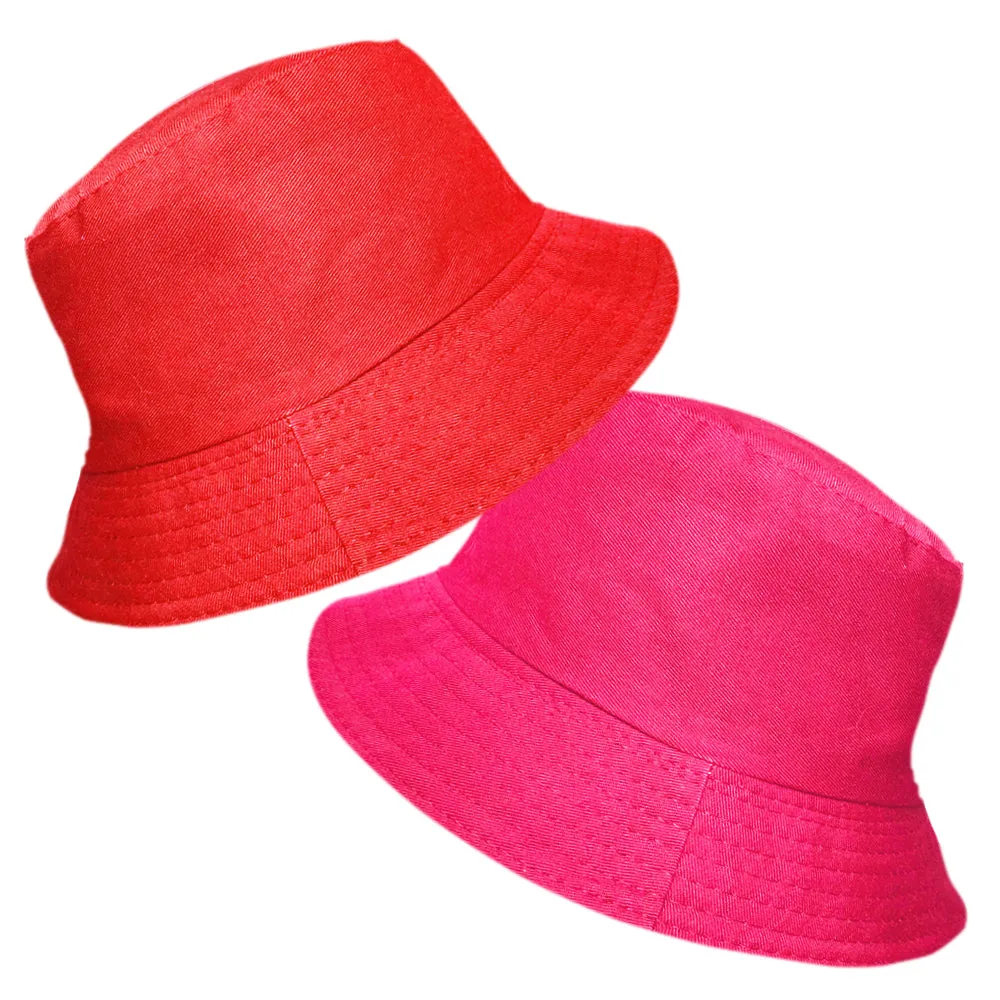 2 in 1 Plain Reversible Cotton Bucket Sun Hat