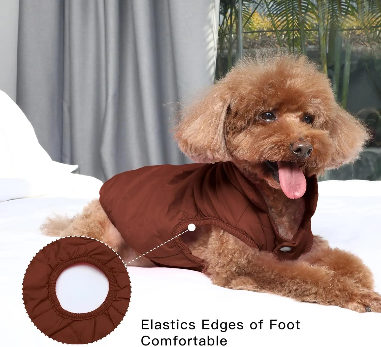 2 Layers Fleece Lined Warm Dog Jacket for Winter Cold Weather,Soft Windproof Medium Dog Coat,Brown L