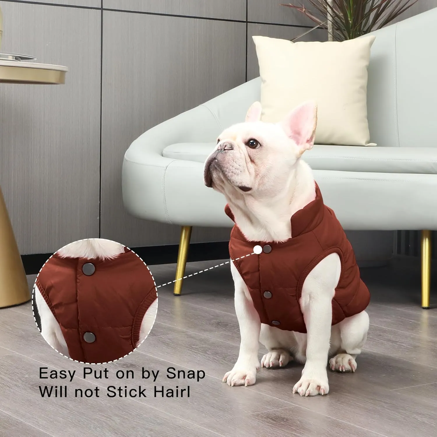 2 Layers Fleece Lined Warm Dog Jacket for Winter Cold Weather,Soft Windproof Medium Dog Coat,Brown L