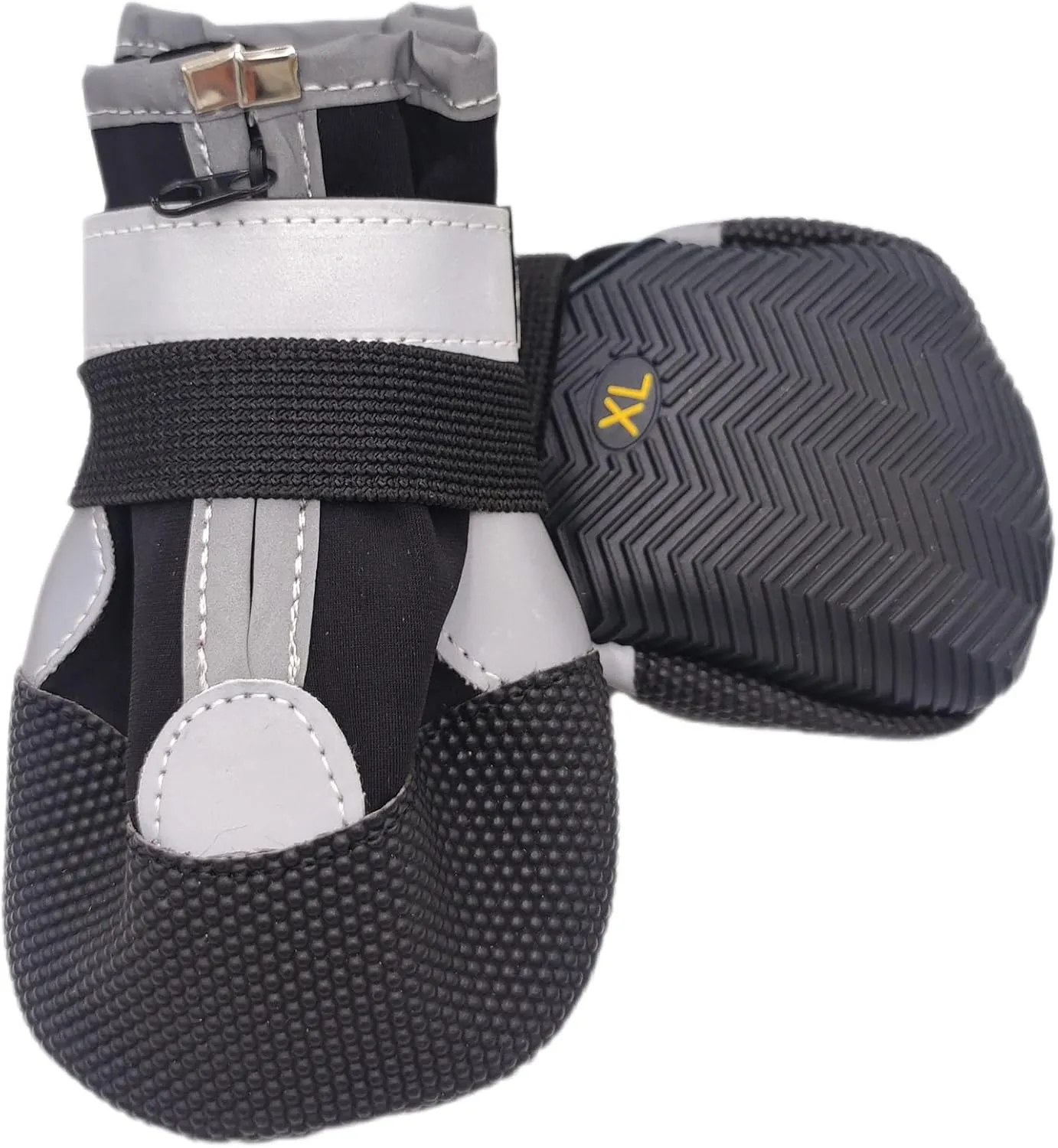 (4 Pack) Dog Shoes for Large Dogs, Medium Dog Boots & Paw Protectors for Winter Snowy Day, Summer Hot Pavement, Outdoor Walking, Indoor Hardfloors Anti Slip Sole (Black, XL: 2.75"x3.15"(W*L))