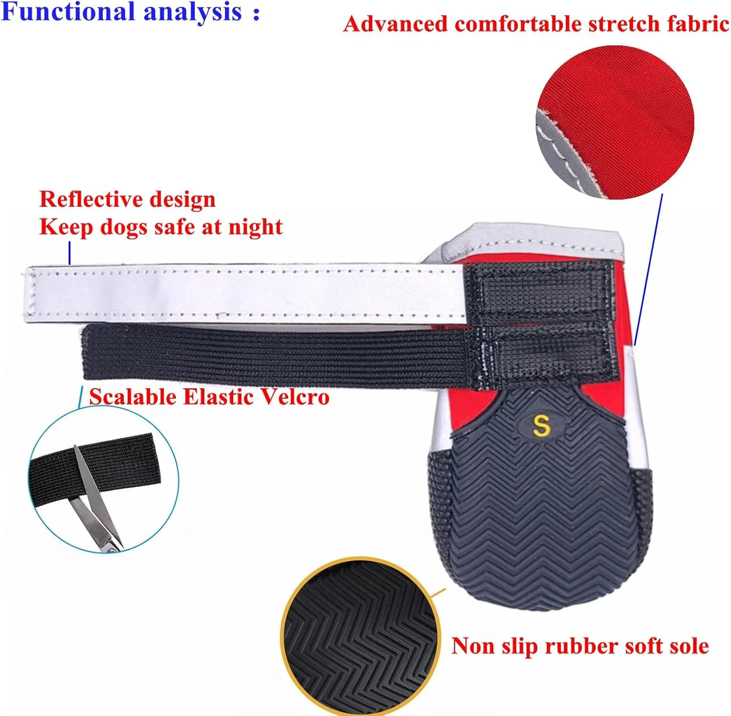 (4 Pack) Dog Shoes for Large Dogs, Medium Dog Boots & Paw Protectors for Winter Snowy Day, Summer Hot Pavement, Outdoor Walking, Indoor Hardfloors Anti Slip Sole (Black, XL: 2.75"x3.15"(W*L))