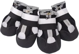 (4 Pack) Dog Shoes for Large Dogs, Medium Dog Boots & Paw Protectors for Winter Snowy Day, Summer Hot Pavement, Outdoor Walking, Indoor Hardfloors Anti Slip Sole (Black, XL: 2.75"x3.15"(W*L))
