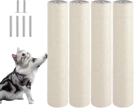 4 PCS M8 Cat Scratching Post Replacement, 15.7 x 3.1 Inch Sisal Pole Cat Tree Replacement Post with Screws, Refill Scratcher Posts for Indoor Kitten Tree Tower Spare Cat Furniture Protector