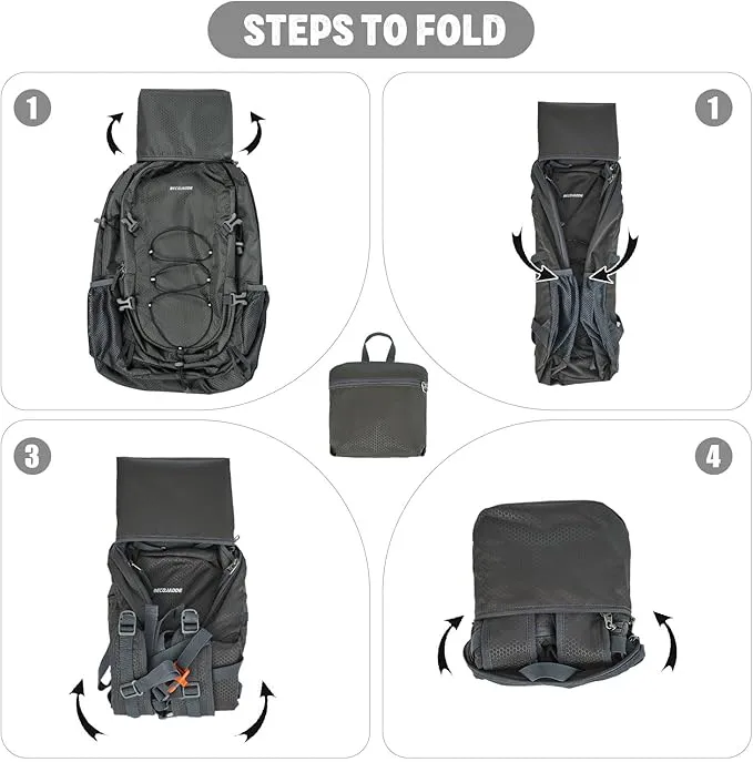 40L Lightweight Hiking Backpack Travel Packable Daypack for Women and Men, Grey
