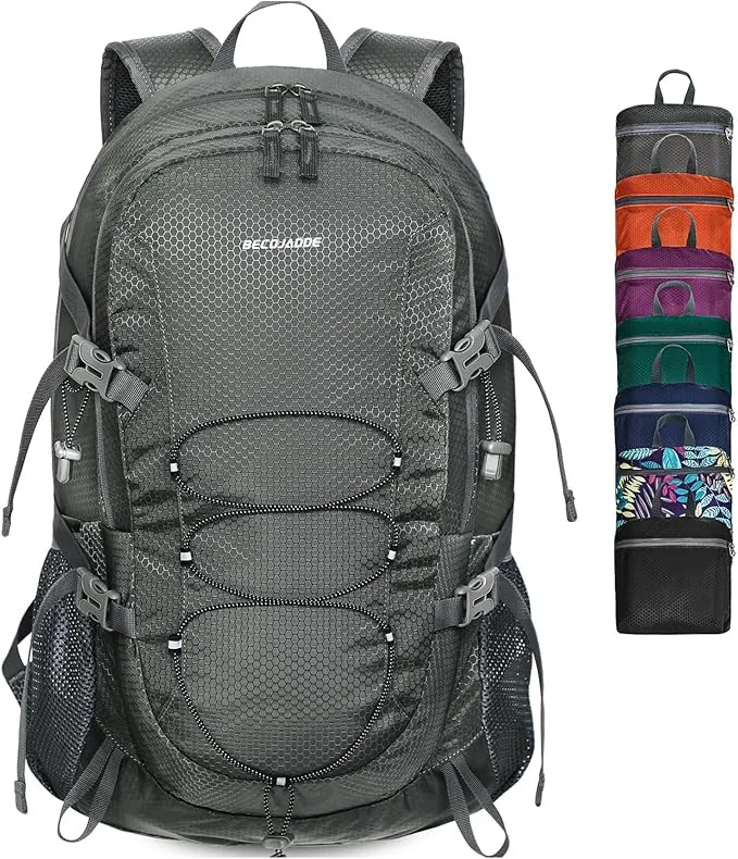 40L Lightweight Hiking Backpack Travel Packable Daypack for Women and Men, Grey