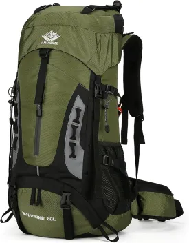 60L Hiking Backpack Men Camping Backpack with rain cover Lightweight Backpacking Backpack Travel Backpack (Army Green)