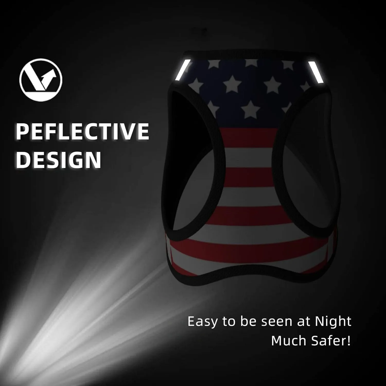 American Star Flag No Pull Dog Harness and Leash Set, Reflective Vest for Small Dogs, Adjustable Breathable Cute Classic Mesh Puppy Harness for Walking Hiking,Medium