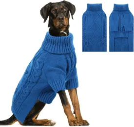 ASENKU Knitted Dog Sweater, Pullover Big Thermal Dog Winter Sweater, Turtleneck Doggy Sweater for Large Medium Dogs Boy Girl,Warm Pet Sweater Outfit Border Collie,Pit Bull,Golden Retriever, L