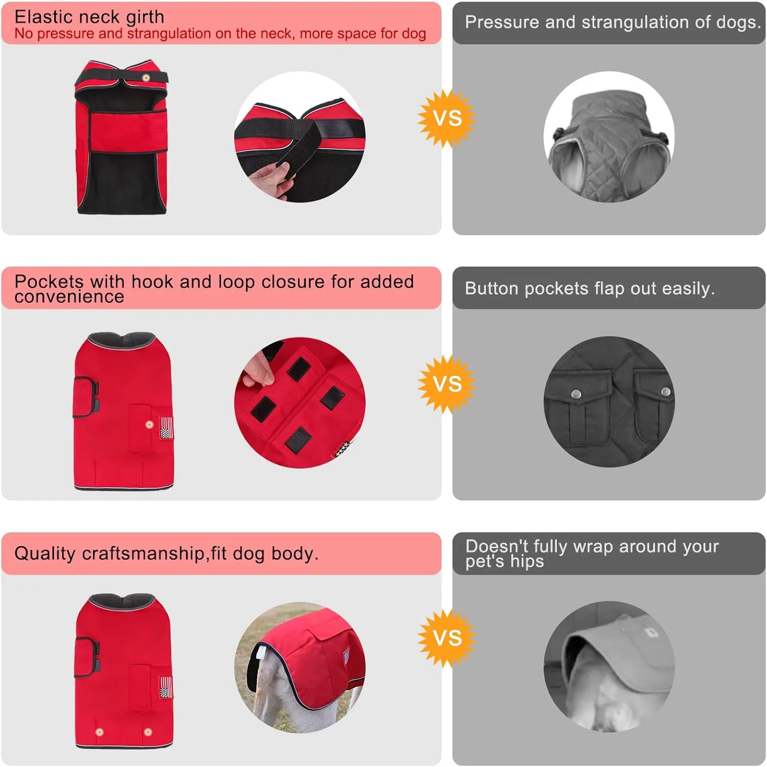 BEAUTYZOO Reflective Dog Winter Coat - Waterproof Windproof Jacket with Fleece Lining for Small to Large Dogs, Including Great Danes