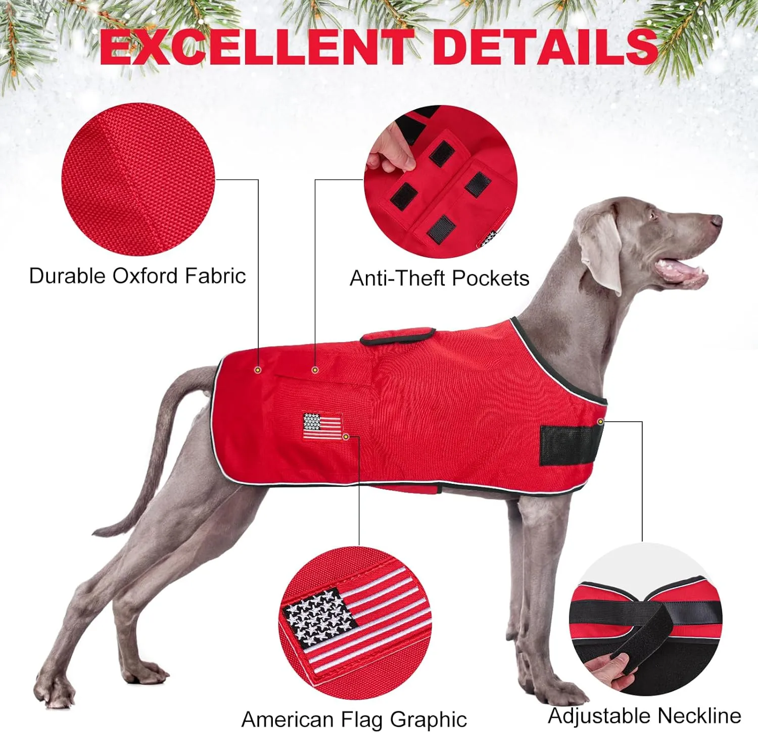 BEAUTYZOO Reflective Dog Winter Coat - Waterproof Windproof Jacket with Fleece Lining for Small to Large Dogs, Including Great Danes
