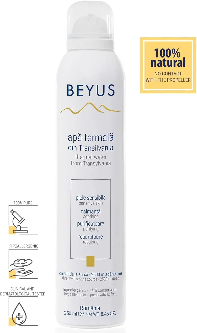 Beyus Transylvania Thermal Water|No Contact with propellant, no Contact with The Outside Environment|Hydrating Soothing Calming|Senzitve Skin Skin Irritations Blemishes|Best Holidays Gift