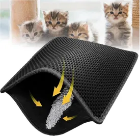 Cat Litter Mat Litter Trapping Mat, 24X35In/26X46In Honeycomb Double Layer Cat Litter Mat Litter Trapping Mat Cat Litter Trap Mats, Less Waste,Soft On Paws,Non-Slip,24X35In-Black