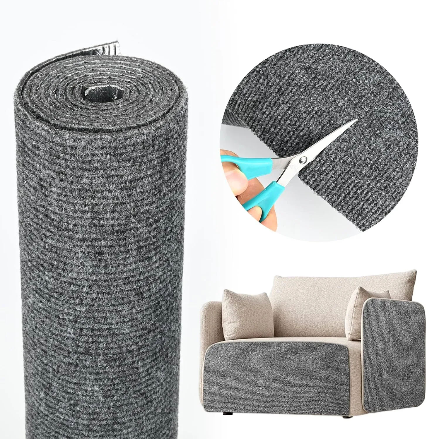 Cat Scratching Mat 78.7"x15.8" Self-Adhesive Cat Furniture Protector, Climbing Cat Scratch Pad for Cat Tree, Sofa, Wall, and Furniture DIY Protection (Dark Gray)