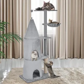 Cat Tree Tower for Indoor, 54Inch Castle Cat Condo for Large Adult, Small Cat, Heavy Duty Cat Tree House with Hammock, Sisal Scratching Post