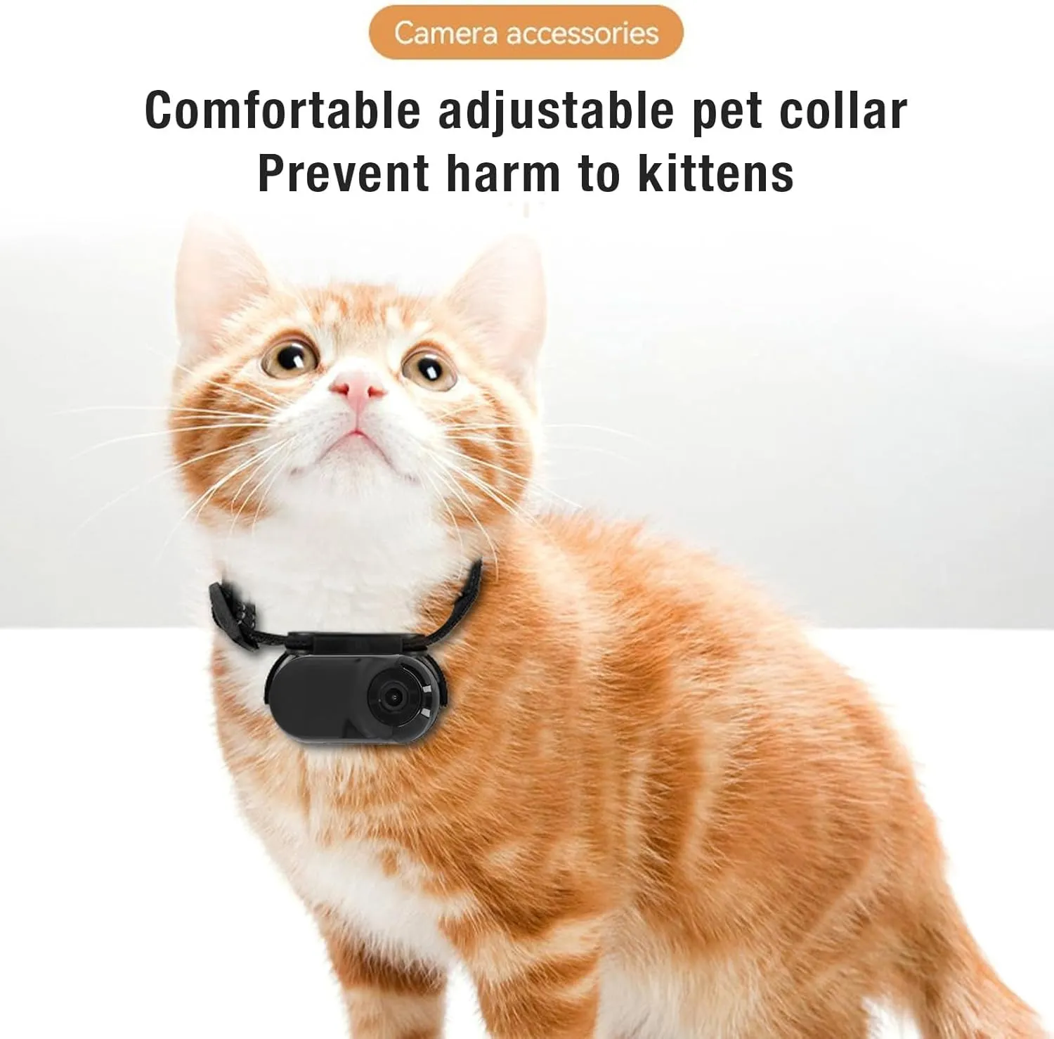 Cat Video Camera Pet Collar Camera 120 Deg Lens OTG Connection Video Recording Adjustable Magnetic Cat Sport Camera for Outdoor (Black)