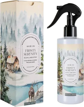 Christmas Linen & Room Air Freshener Spray Room Mist- Frosty Serenity - Infused with Frosted Mint & Fir Aroma- 250ml / 8.5 FL OZ.