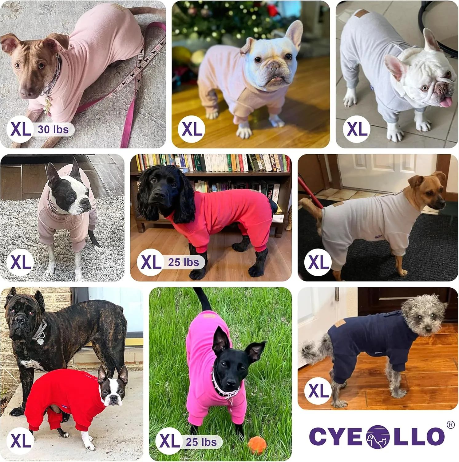 Cyeollo Fleece Dog Onesie Pajamas - Warm & Stretchy Winter Dog Pjs XL, Navy