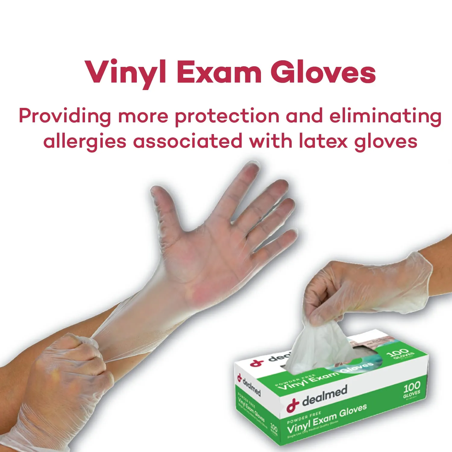 Dealmed Vinyl Exam Gloves  1000 ct. Medium Medical Gloves, Disposable Gloves, Non-Irritating Latex Free Gloves for a First Aid Kit and Medical Facilities