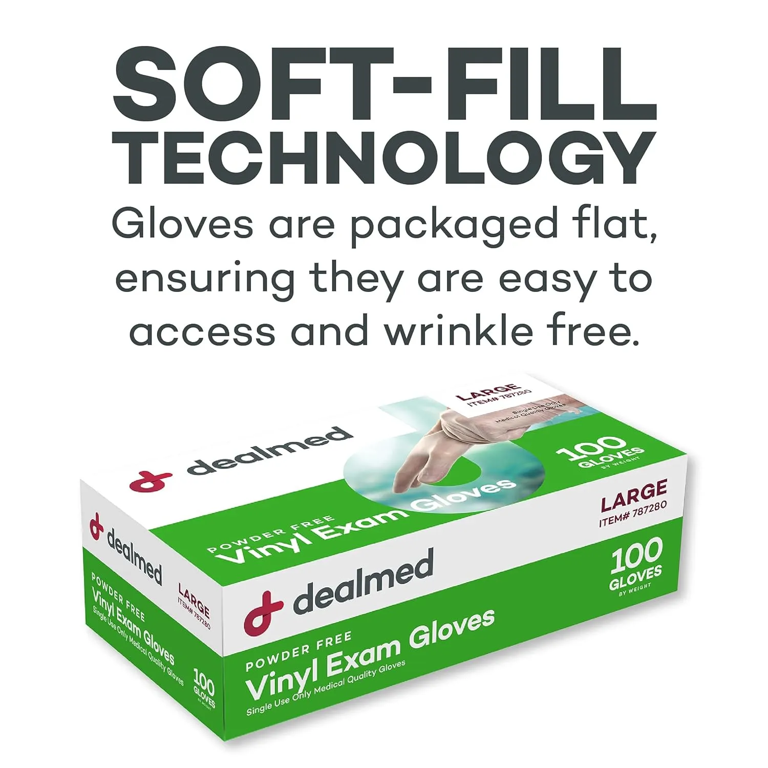 Dealmed Vinyl Exam Gloves  1000 ct. Medium Medical Gloves, Disposable Gloves, Non-Irritating Latex Free Gloves for a First Aid Kit and Medical Facilities
