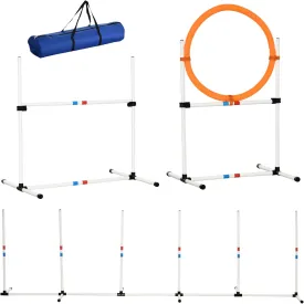 Dog Agility Equipment Set - 3 Piece Obstacle Course for Dogs with Adjustable Hurdles, Hoop, Weave Poles & Carry Bag - Dog Exercise Equipment for Training & Play - Great for Backyard, Park or Travel