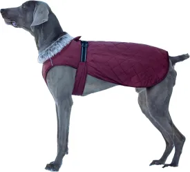 Dog Winter Coat XL, Waterproof Fleece Lined Jacket for Large Dogs, Cold Weather Windproof Dog Puffer Coat with Reflective Strips, Adjustable Fit Leash Hole for Hiking Outdoor Snow Dark Red