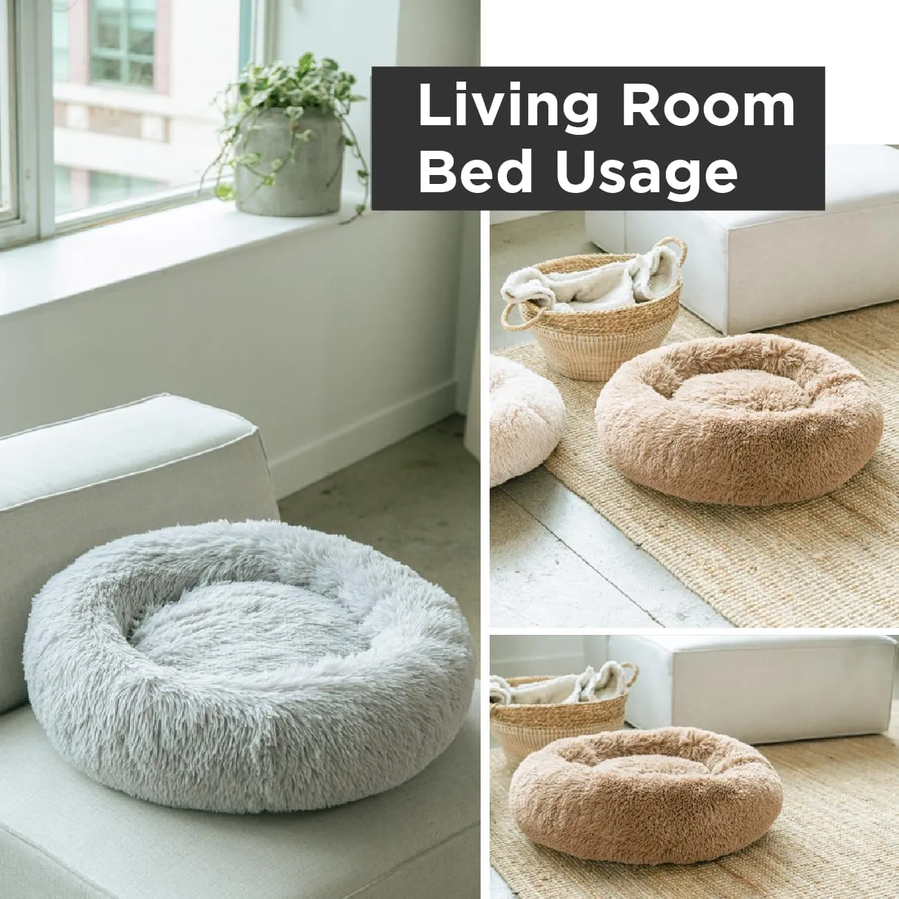 Donut Bed   F R E E Removable Cooling mat, Calming Dog Bed, Washable, Ideal for Small to Large Dogs and Cats & Round Dog Bed, Multiple Sizes,Pink, Combo Medium (30" L x 30" W x 8" Th)