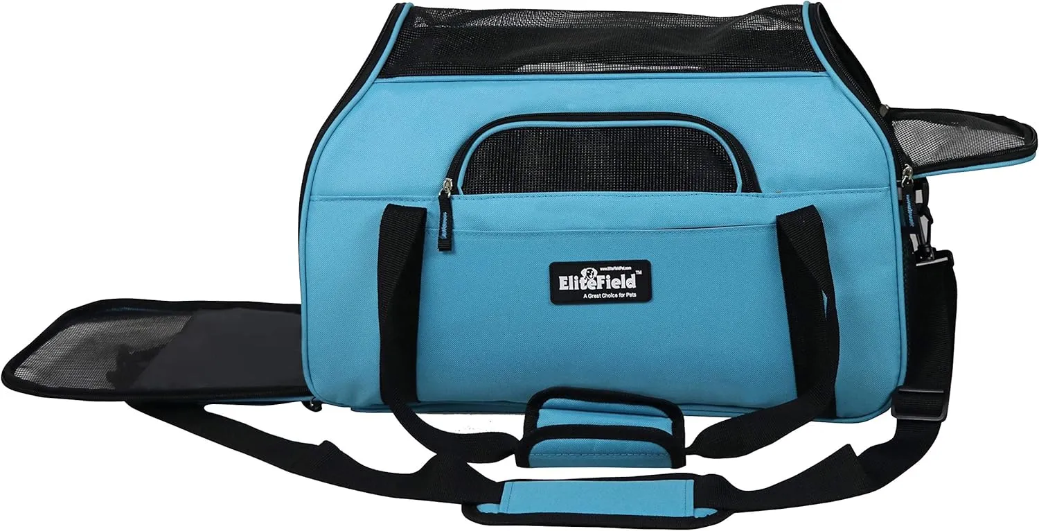 EliteField Soft Pet Carrier (3 Year Warranty, Airline Approved) Soft Sided Dog Puppy Cat Carrier Travel Bag (X-Large: 21" L x 12" W x 13" H, Sky Blue)