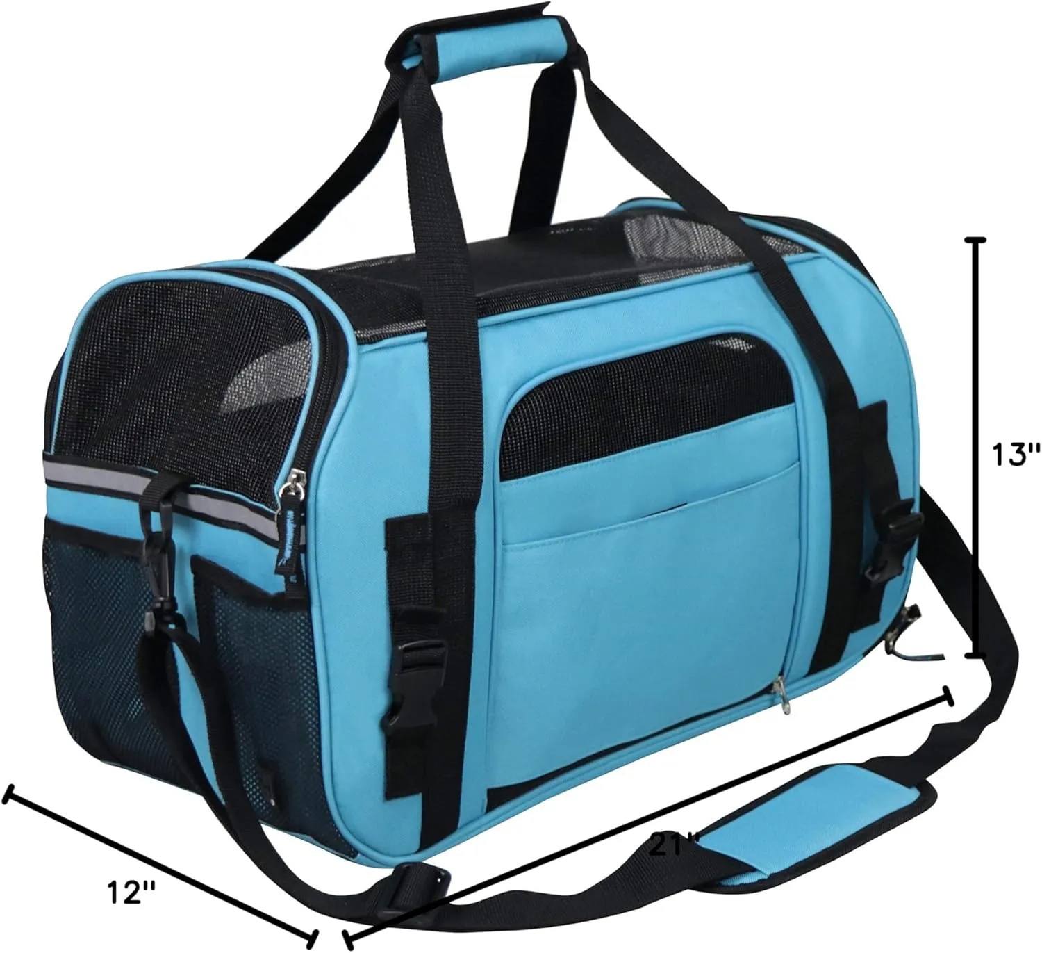 EliteField Soft Pet Carrier (3 Year Warranty, Airline Approved) Soft Sided Dog Puppy Cat Carrier Travel Bag (X-Large: 21" L x 12" W x 13" H, Sky Blue)