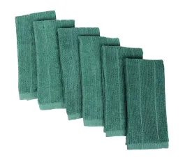 Everplush Rayon Windowpane Kitchen and Dish Towels, 6 Pack, Green