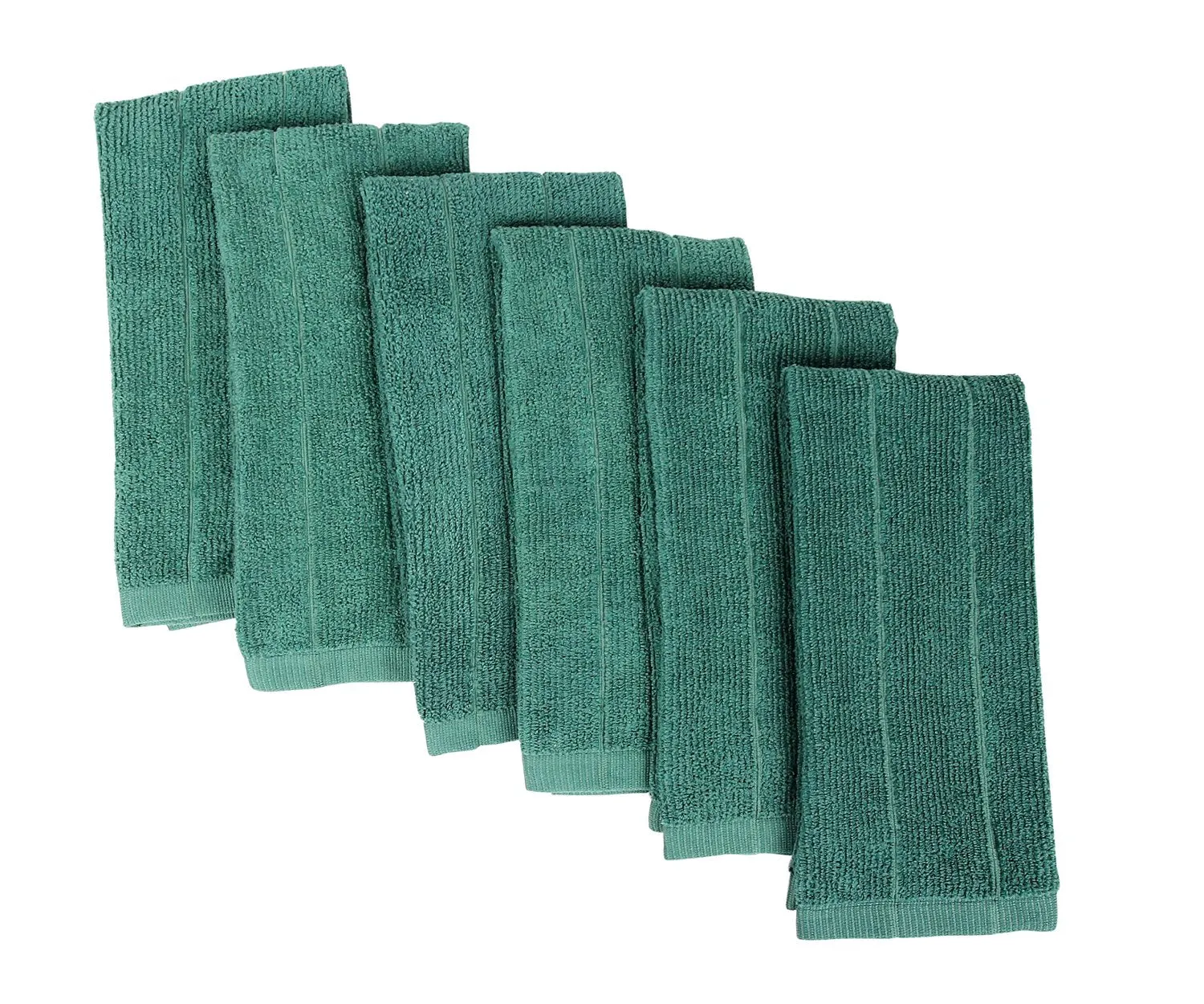 Everplush Rayon Windowpane Kitchen and Dish Towels, 6 Pack, Green