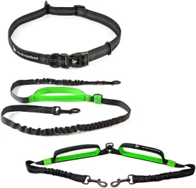Exquisite Hands Free Dog Leash for Medium Dogs (Long - Black & Green)   Dog Coupler 360 Leash Splitter for Medium Dogs (Green)