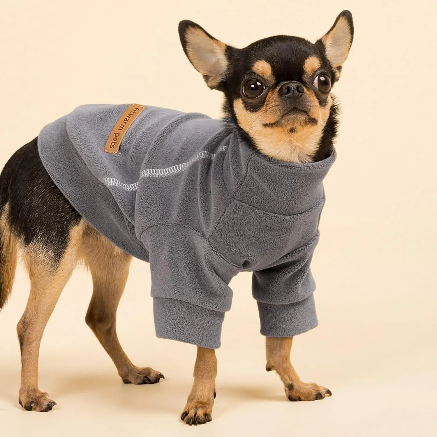 Fitwarm 3 Pack Classic Fleece Dog Sweater, Turtleneck Dog Sweatshirt, Dog Winter Clothes for Small Dogs Boy Girl, Pet Pullover Jumper, Cat Apparel, Black, Grey, White, XL