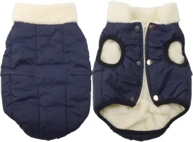 Fleece Lined Warm Dog Jacket for Winter Cold Weather,Soft Windproof Medium Dog Coat,Blue L