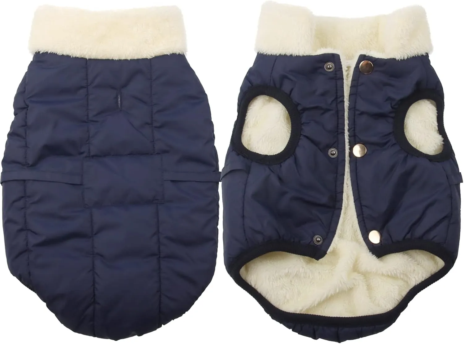 Fleece Lined Warm Dog Jacket for Winter Cold Weather,Soft Windproof Medium Dog Coat,Blue L