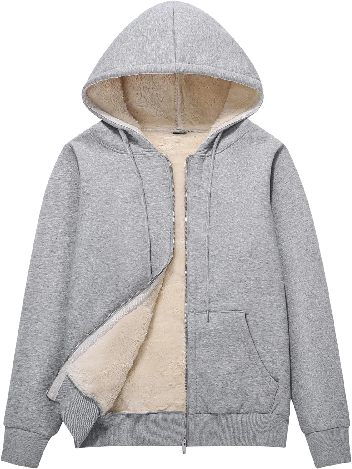 Flygo Women Winter Hoodies Zip Up Fleece Sherpa Lined Warm Sweatshirts Jacket