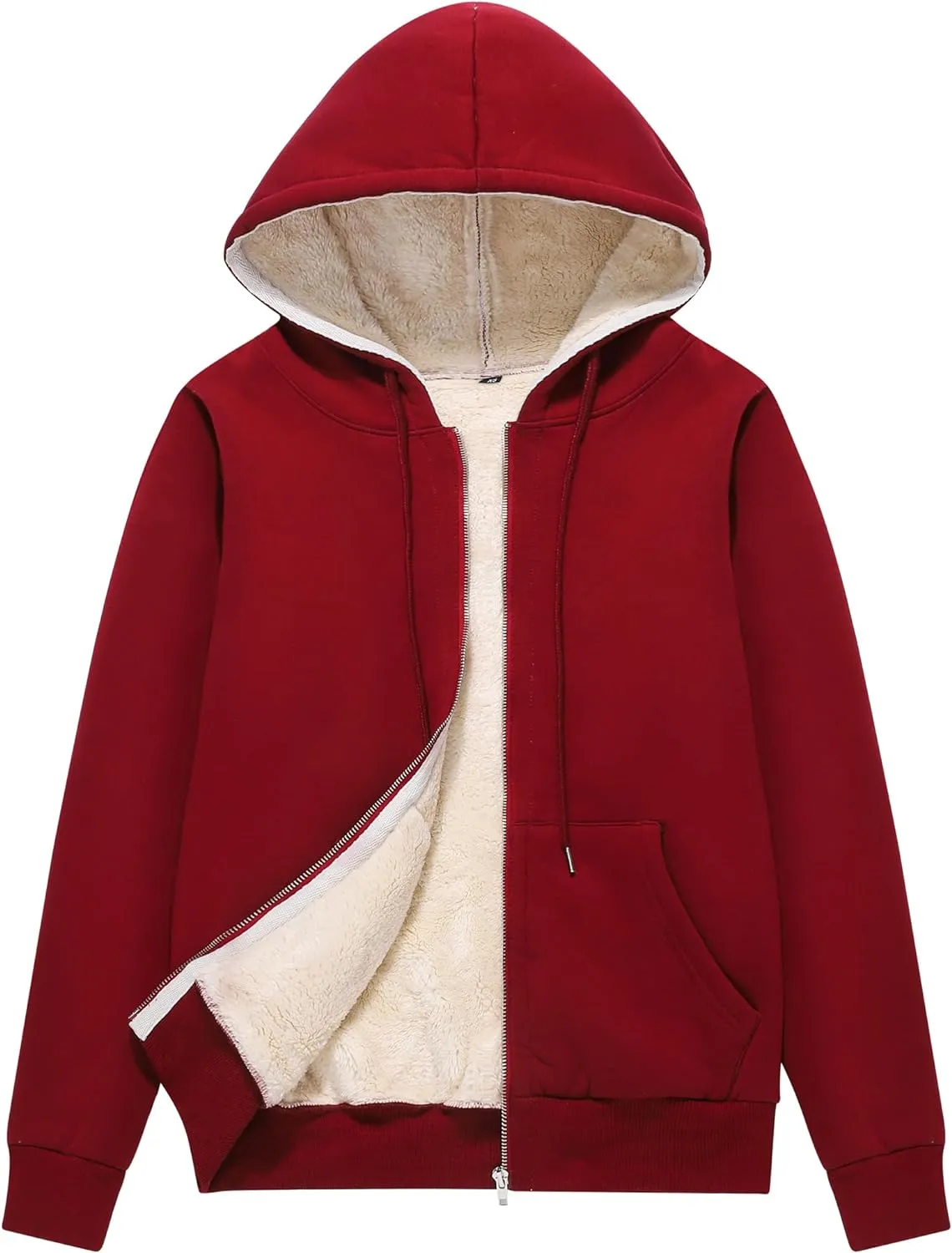 Flygo Women Winter Hoodies Zip Up Fleece Sherpa Lined Warm Sweatshirts Jacket