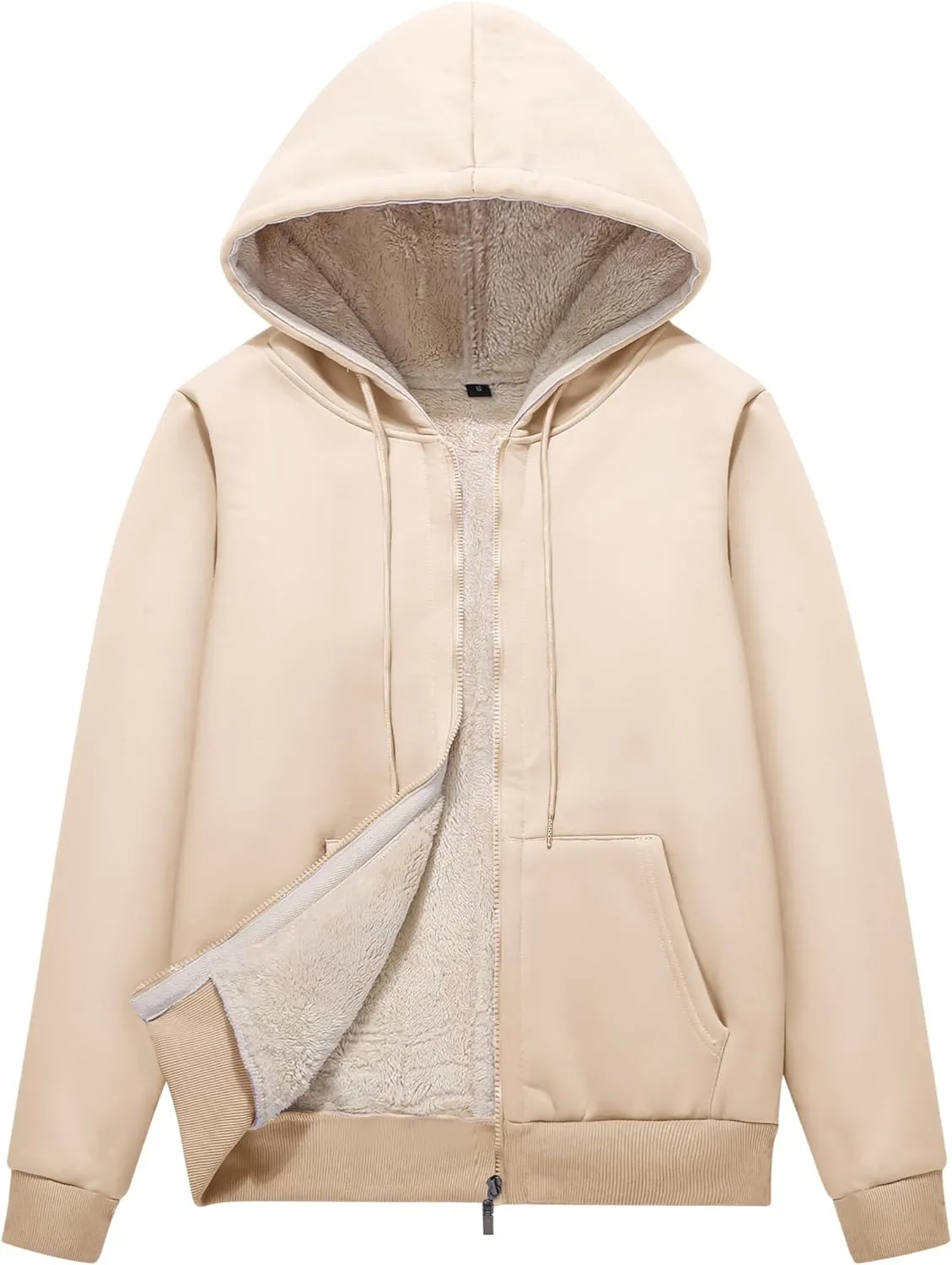 Flygo Women Winter Hoodies Zip Up Fleece Sherpa Lined Warm Sweatshirts Jacket