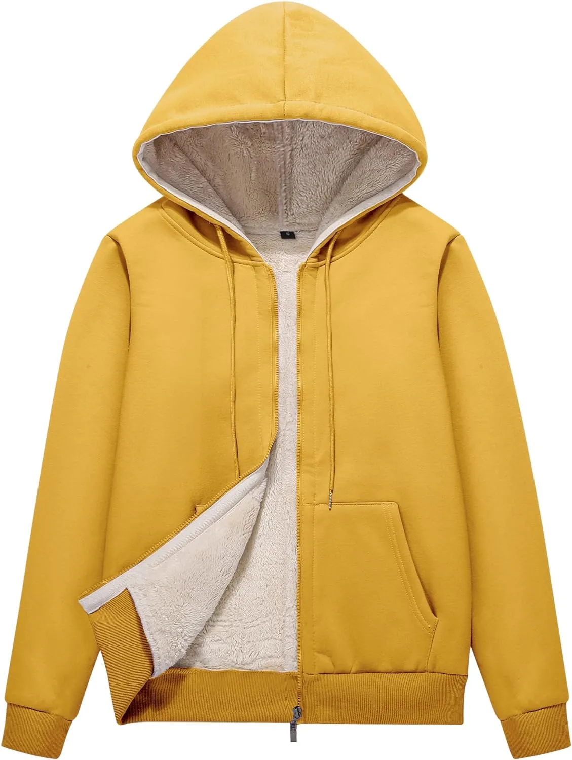 Flygo Women Winter Hoodies Zip Up Fleece Sherpa Lined Warm Sweatshirts Jacket