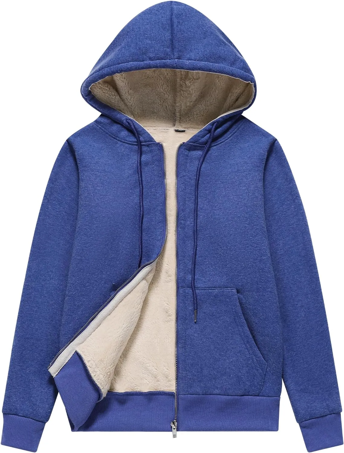Flygo Women Winter Hoodies Zip Up Fleece Sherpa Lined Warm Sweatshirts Jacket