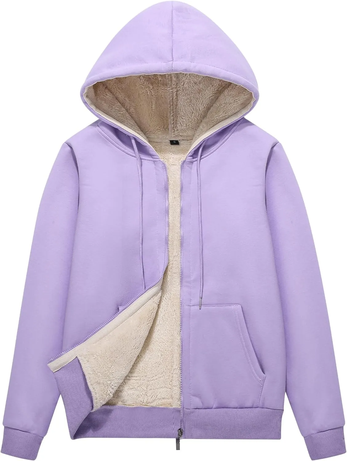 Flygo Women Winter Hoodies Zip Up Fleece Sherpa Lined Warm Sweatshirts Jacket