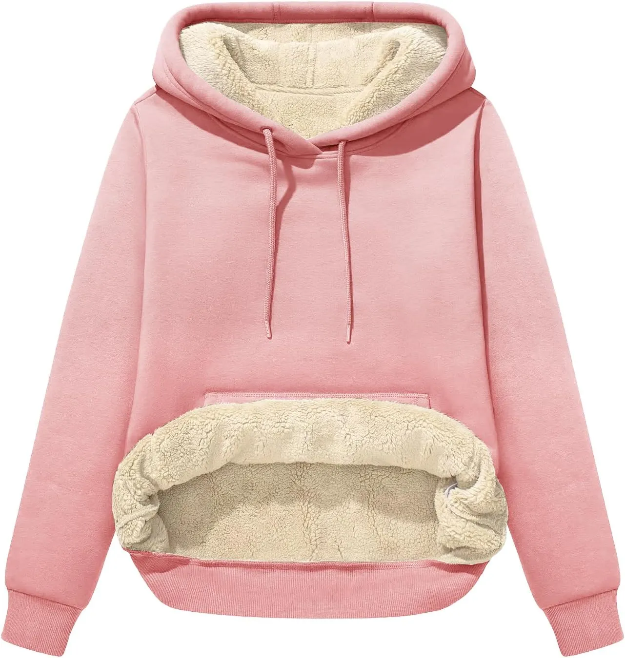 Flygo Women Winter Hoodies Zip Up Fleece Sherpa Lined Warm Sweatshirts Jacket