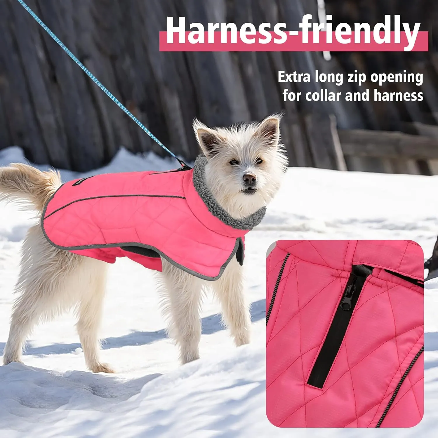 Fragralley Winter Coat - Windproof, Adjustable, Waterproof Dog Jacket with Turtleneck and Fleece for Cold Weather