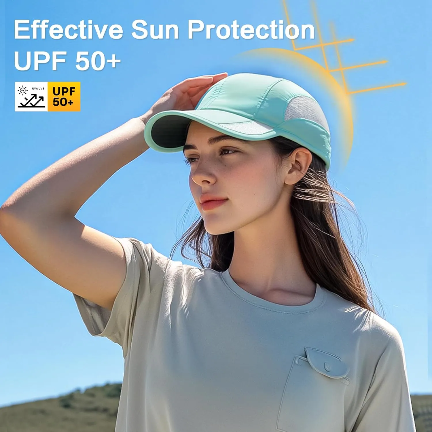 HH HOFNEN Quick Dry Baseball Cap Unstructured Running Cap Water-Resistant UPF 50  Mesh Golf Sun Hats for Men Women