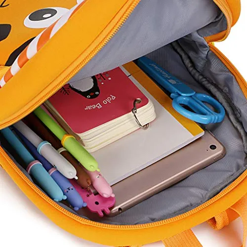 Hipiwe Little Kid Toddler Backpack Baby Boys Girls Kindergarten Pre School Bags Cute Neoprene Cartoon Backpacks for Children 1-5 Years Old (Giraffe)