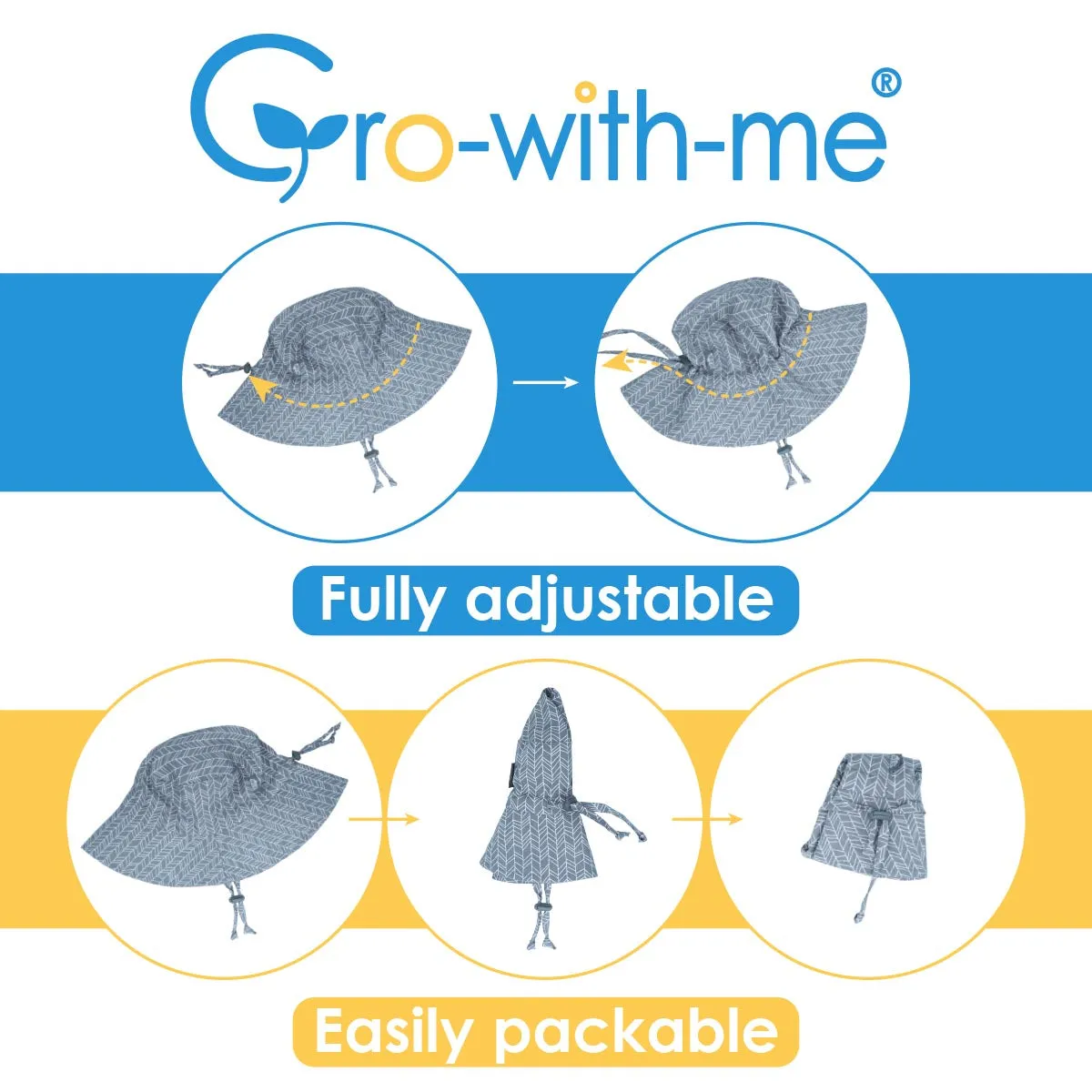 JAN & JUL GRO-WITH-ME 50  UPF Cotton Bucket Hat -Navy Waves