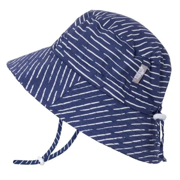 JAN & JUL GRO-WITH-ME 50  UPF Cotton Bucket Hat -Navy Waves